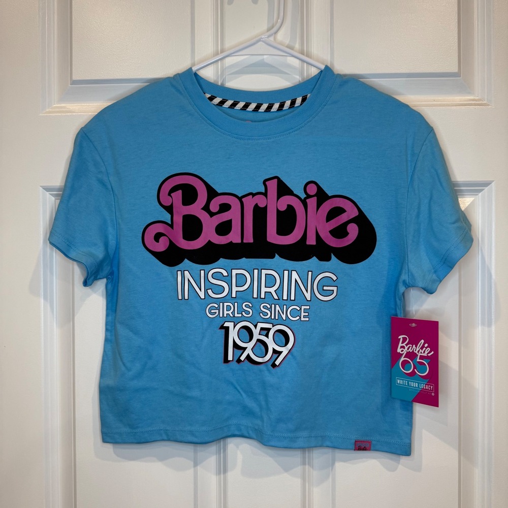Barbie Inspiring Girls Since 1959 Crop Top Blue Kids Size L
